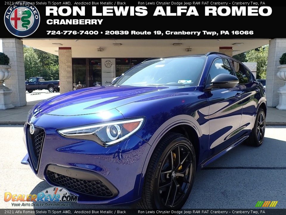 2021 Alfa Romeo Stelvio Ti Sport AWD Anodized Blue Metallic / Black Photo #1