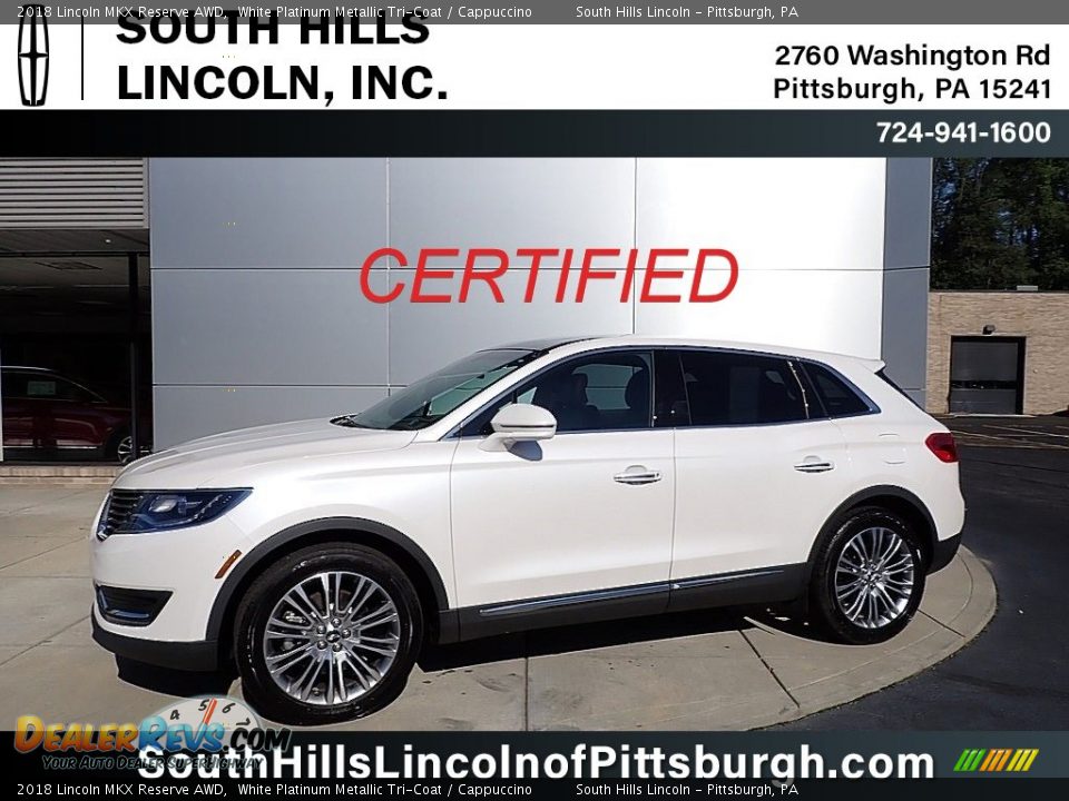 2018 Lincoln MKX Reserve AWD White Platinum Metallic Tri-Coat / Cappuccino Photo #1