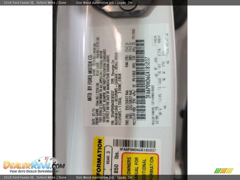 2016 Ford Fusion SE Oxford White / Dune Photo #31