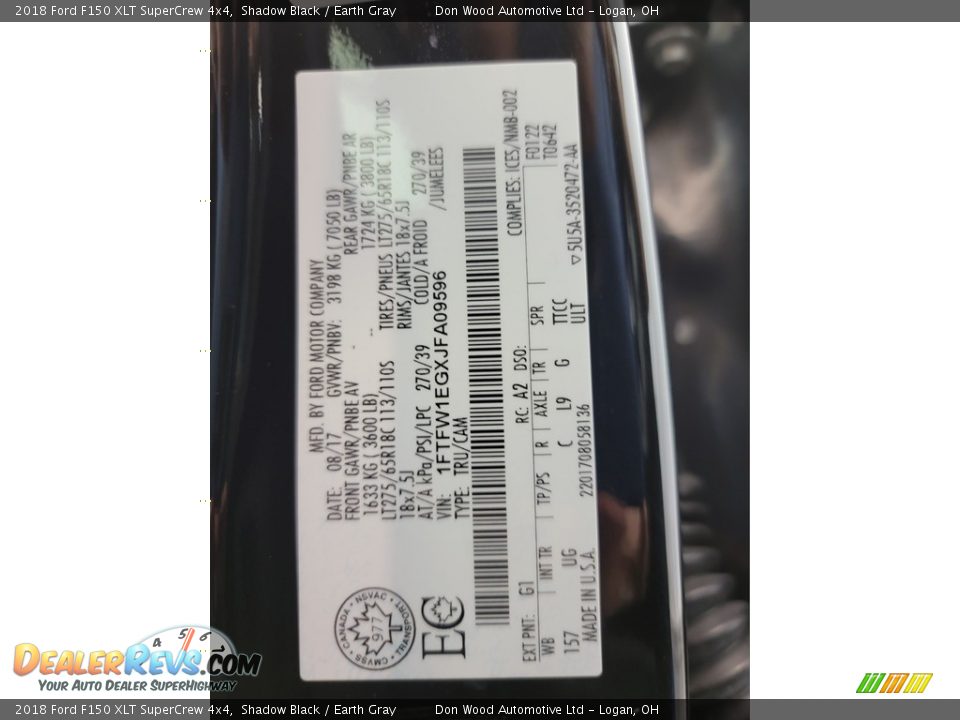 2018 Ford F150 XLT SuperCrew 4x4 Shadow Black / Earth Gray Photo #30