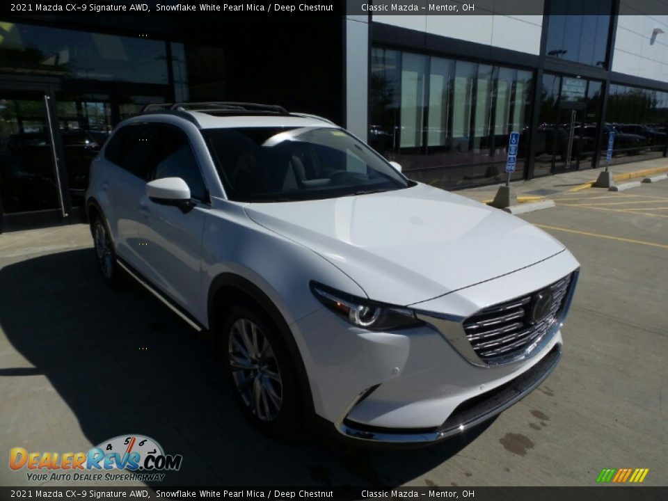 2021 Mazda CX-9 Signature AWD Snowflake White Pearl Mica / Deep Chestnut Photo #1