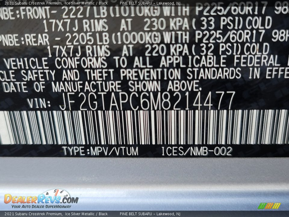 2021 Subaru Crosstrek Premium Ice Silver Metallic / Black Photo #36
