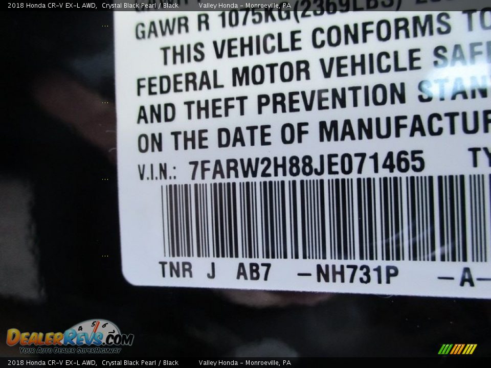 2018 Honda CR-V EX-L AWD Crystal Black Pearl / Black Photo #19