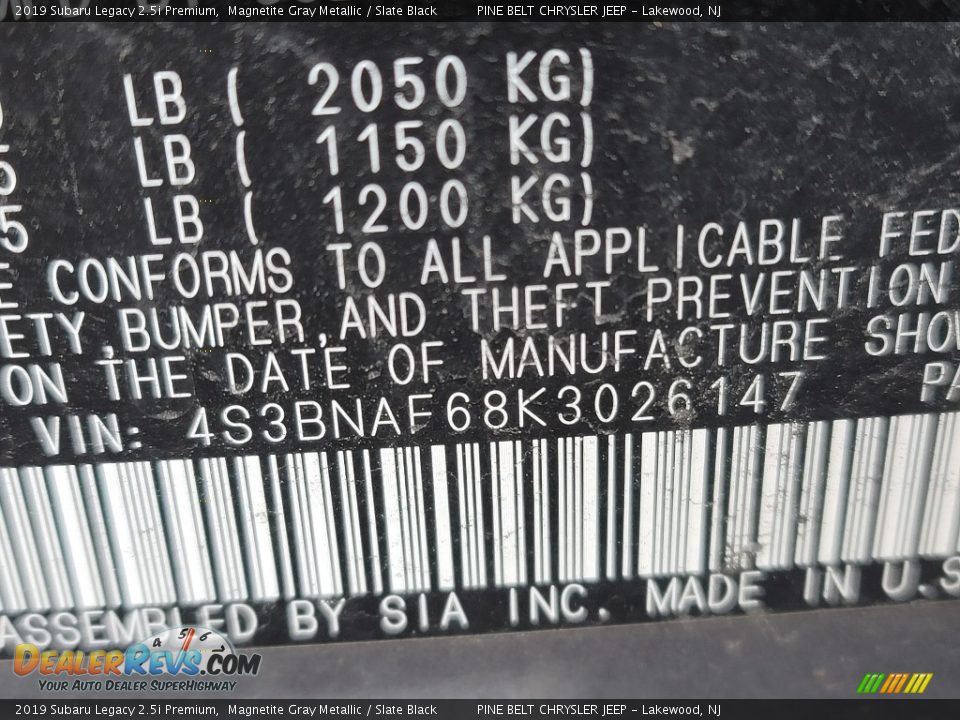 2019 Subaru Legacy 2.5i Premium Magnetite Gray Metallic / Slate Black Photo #33