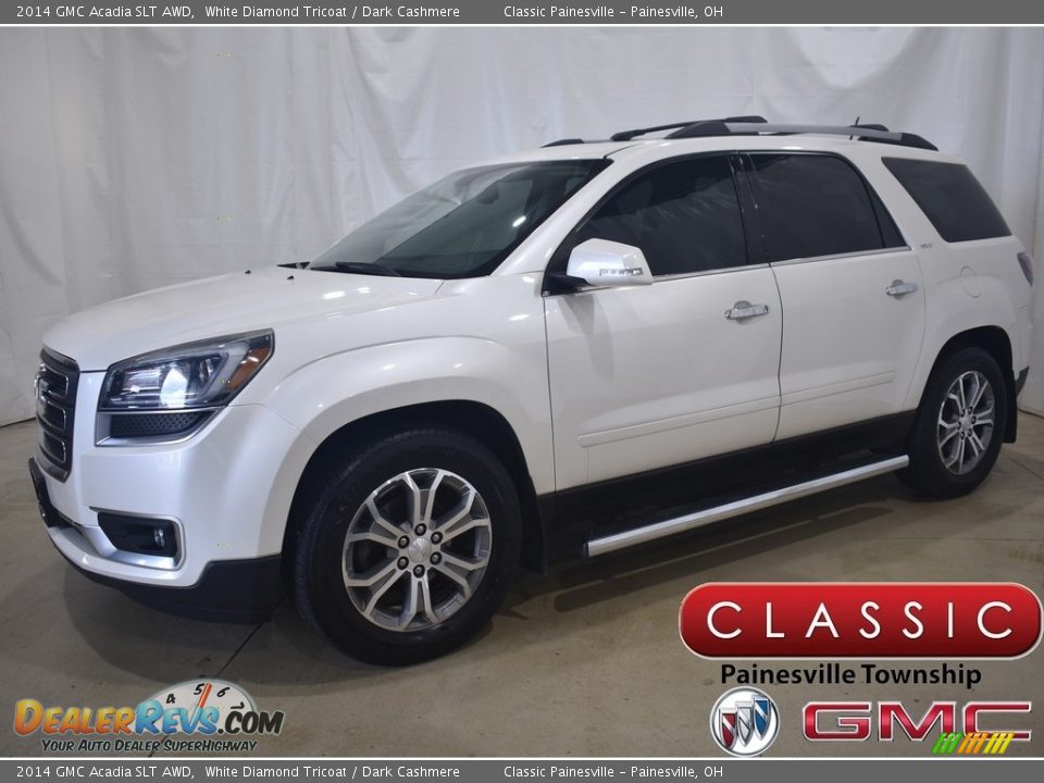 2014 GMC Acadia SLT AWD White Diamond Tricoat / Dark Cashmere Photo #1