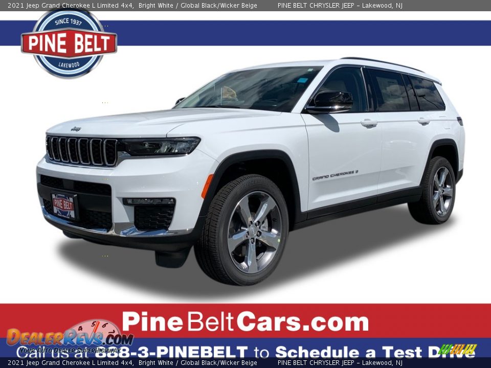 2021 Jeep Grand Cherokee L Limited 4x4 Bright White / Global Black/Wicker Beige Photo #1