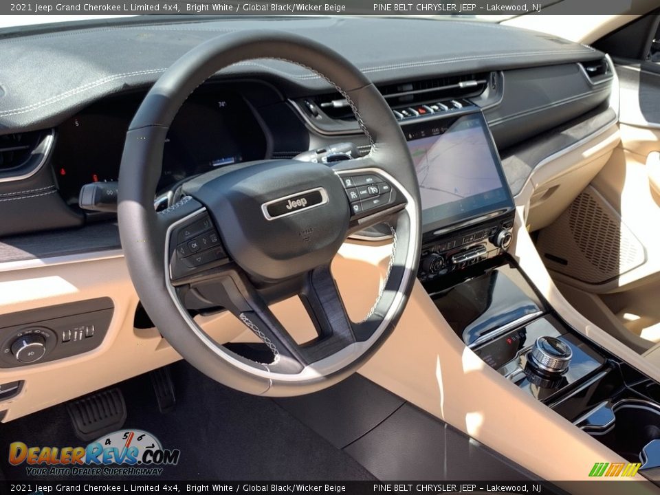 2021 Jeep Grand Cherokee L Limited 4x4 Bright White / Global Black/Wicker Beige Photo #13