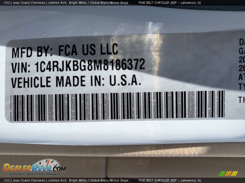 2021 Jeep Grand Cherokee L Limited 4x4 Bright White / Global Black/Wicker Beige Photo #14