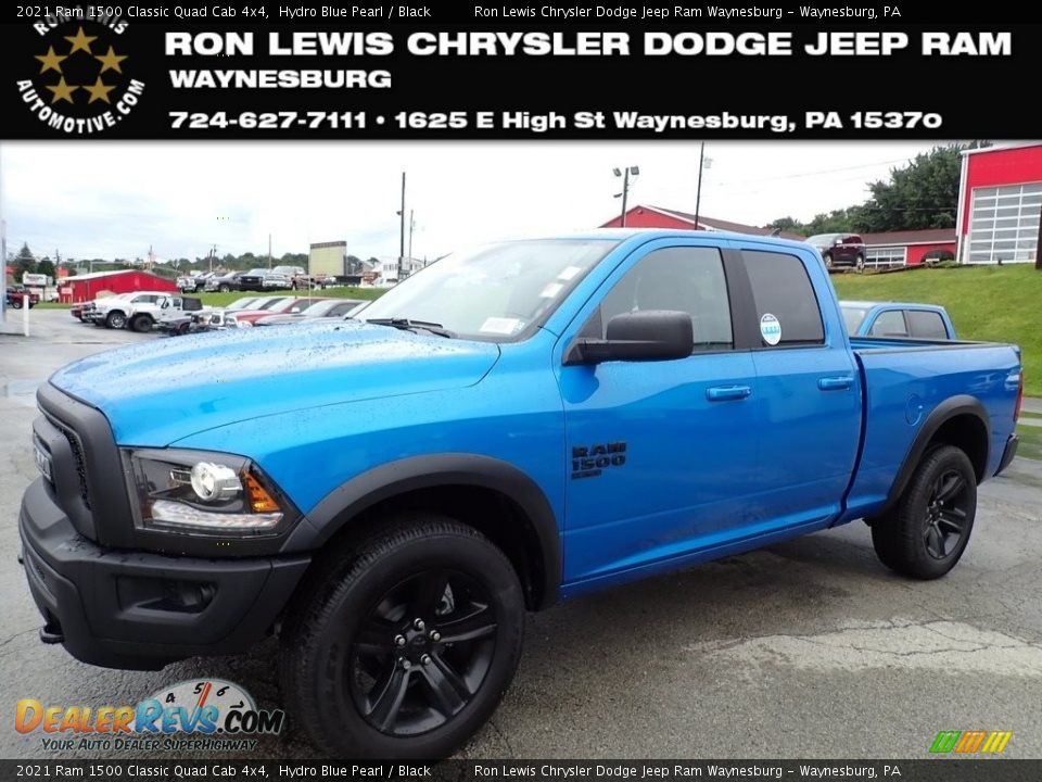 2021 Ram 1500 Classic Quad Cab 4x4 Hydro Blue Pearl / Black Photo #1