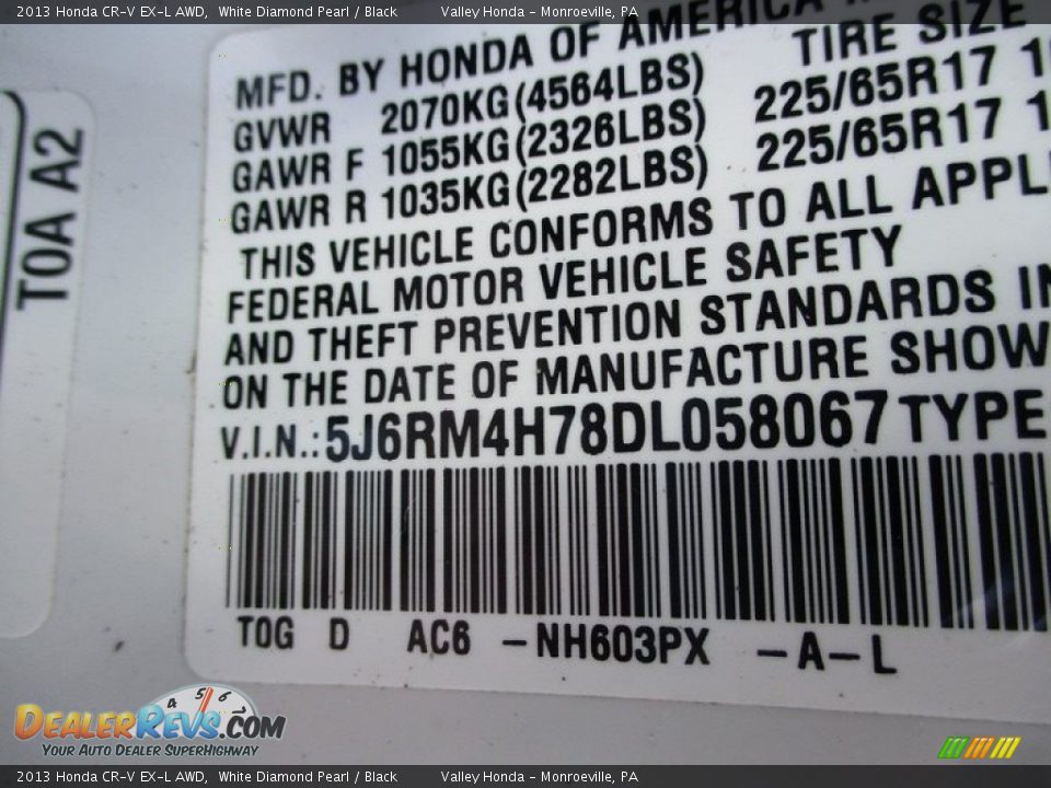 2013 Honda CR-V EX-L AWD White Diamond Pearl / Black Photo #19