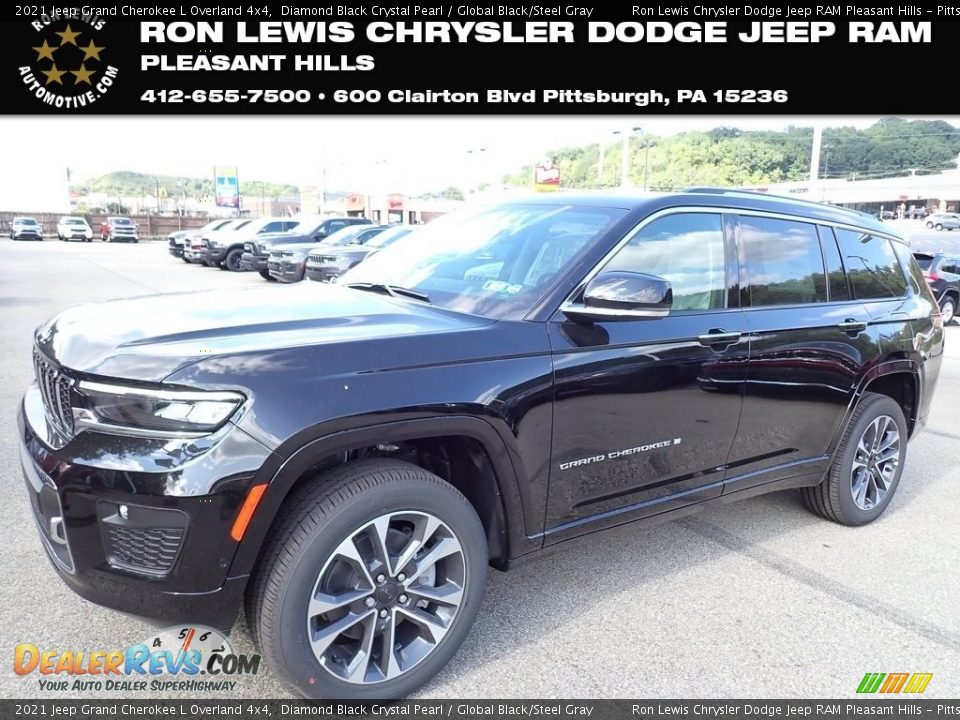 2021 Jeep Grand Cherokee L Overland 4x4 Diamond Black Crystal Pearl / Global Black/Steel Gray Photo #1