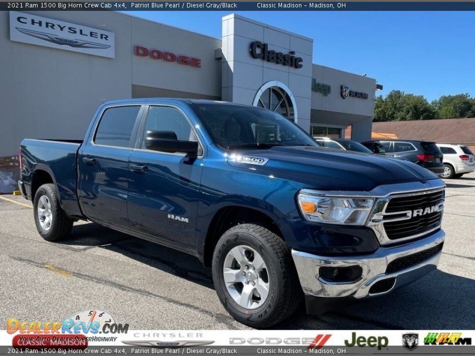2021 Ram 1500 Big Horn Crew Cab 4x4 Patriot Blue Pearl / Diesel Gray/Black Photo #1