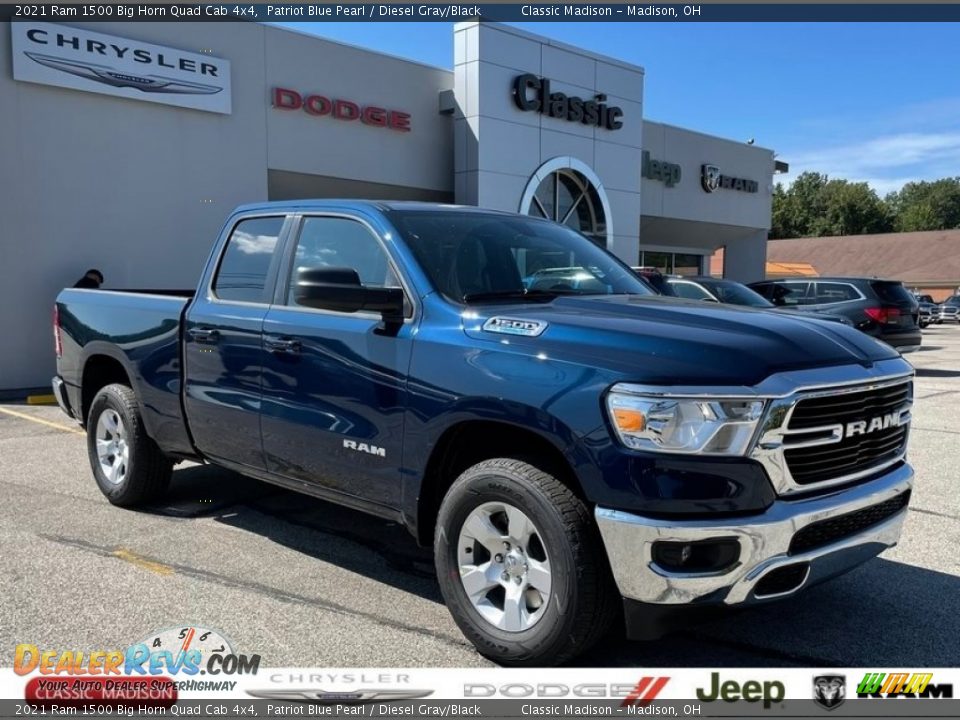 2021 Ram 1500 Big Horn Quad Cab 4x4 Patriot Blue Pearl / Diesel Gray/Black Photo #1