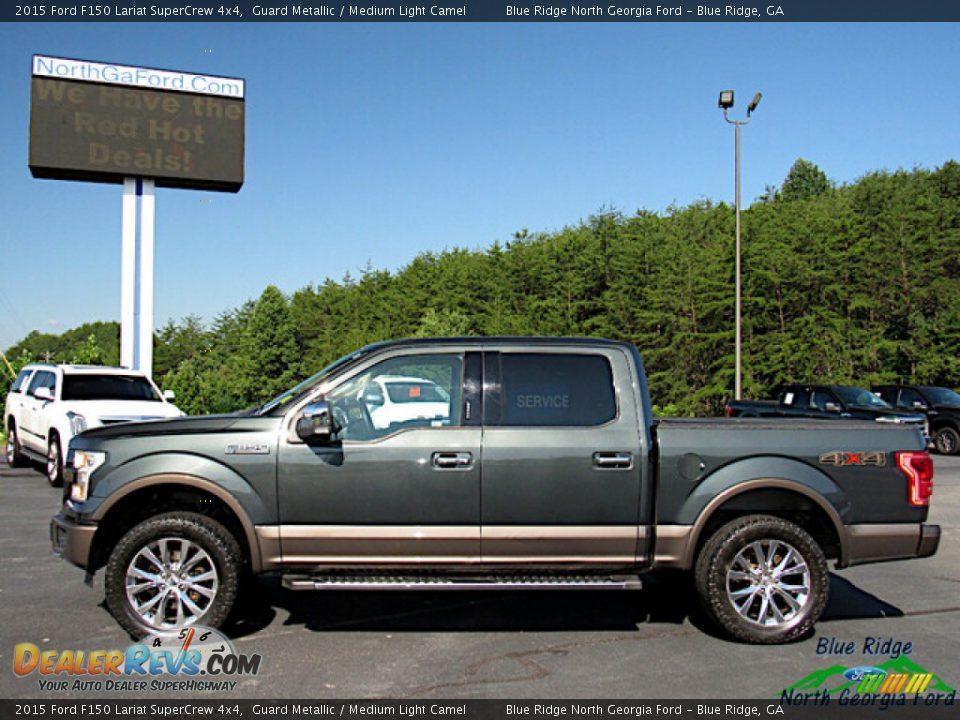 2015 Ford F150 Lariat SuperCrew 4x4 Guard Metallic / Medium Light Camel Photo #2