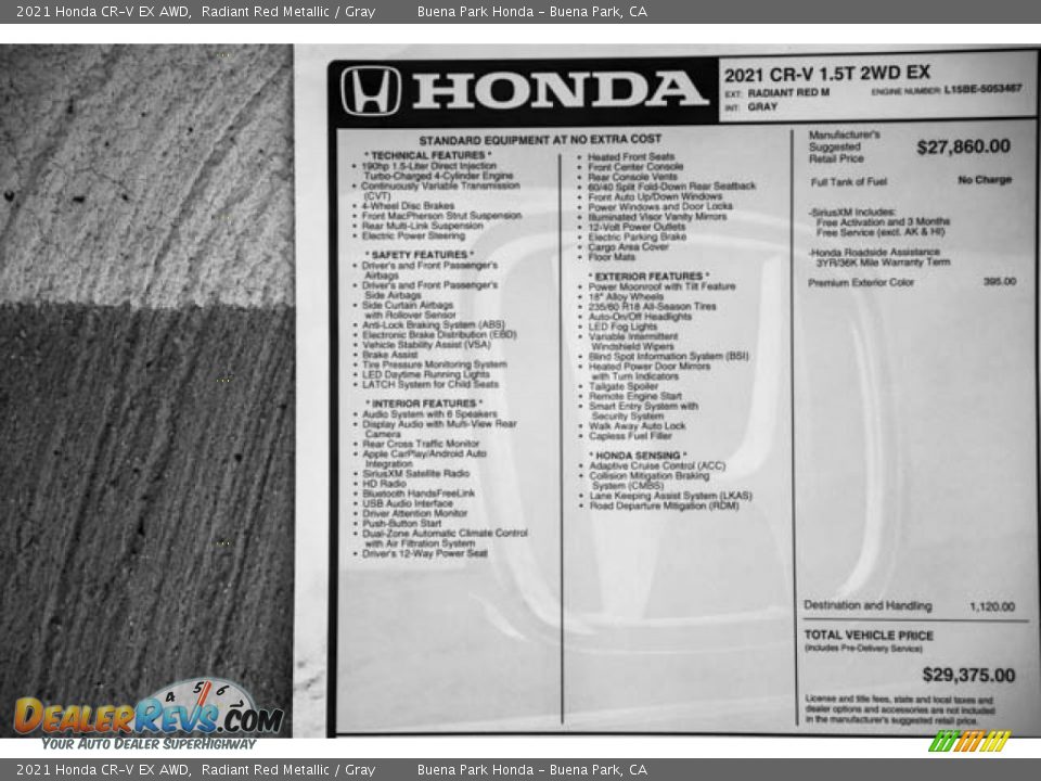 2021 Honda CR-V EX AWD Radiant Red Metallic / Gray Photo #36