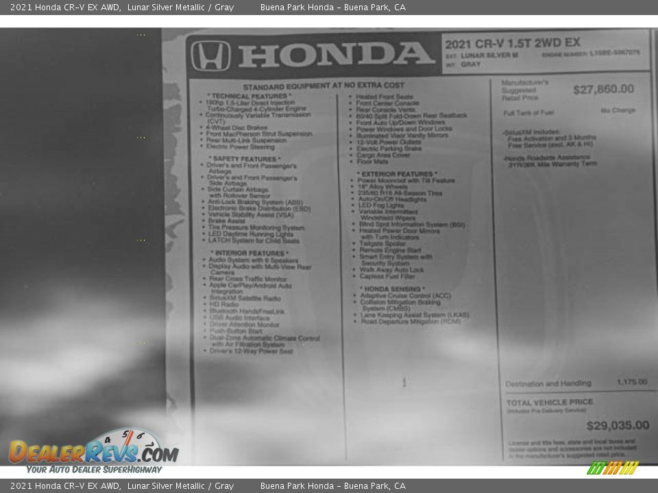 2021 Honda CR-V EX AWD Lunar Silver Metallic / Gray Photo #36