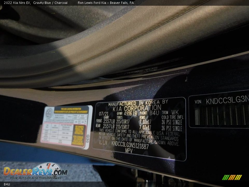 Kia Color Code B4U Gravity Blue