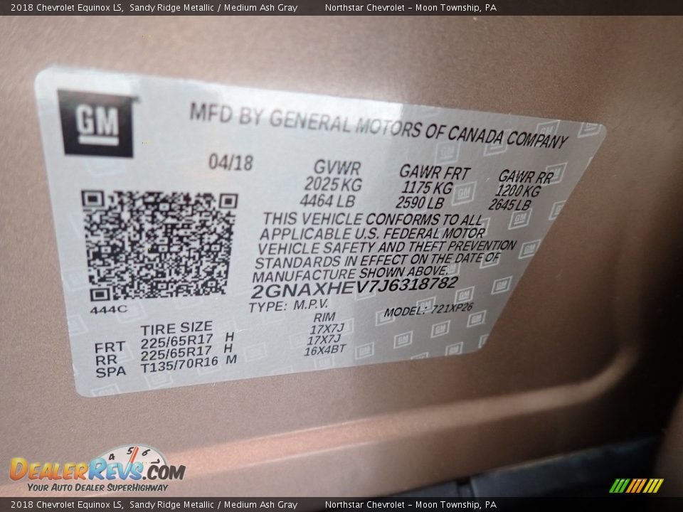 2018 Chevrolet Equinox LS Sandy Ridge Metallic / Medium Ash Gray Photo #28