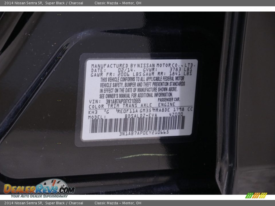 2014 Nissan Sentra SR Super Black / Charcoal Photo #18