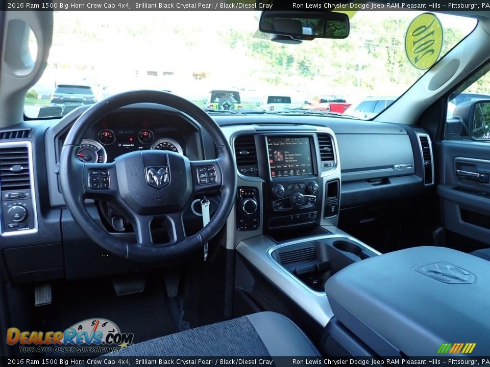 Black/Diesel Gray Interior - 2016 Ram 1500 Big Horn Crew Cab 4x4 Photo #12