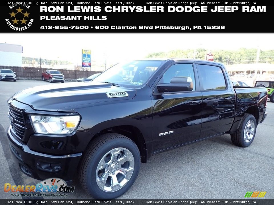 2021 Ram 1500 Big Horn Crew Cab 4x4 Diamond Black Crystal Pearl / Black Photo #1