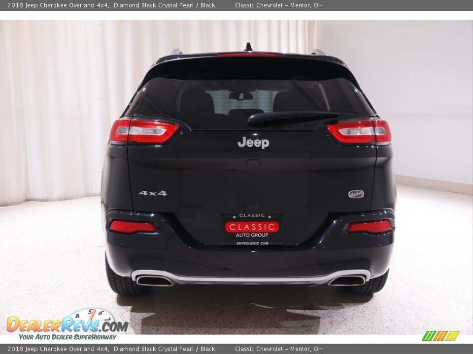 2018 Jeep Cherokee Overland 4x4 Diamond Black Crystal Pearl / Black Photo #21