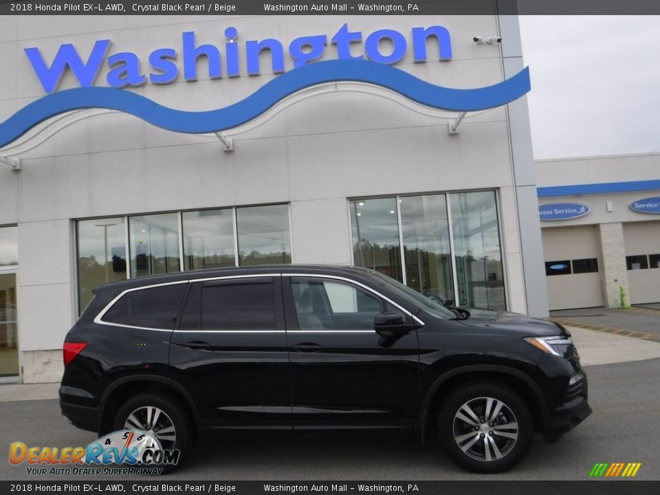 2018 Honda Pilot EX-L AWD Crystal Black Pearl / Beige Photo #2