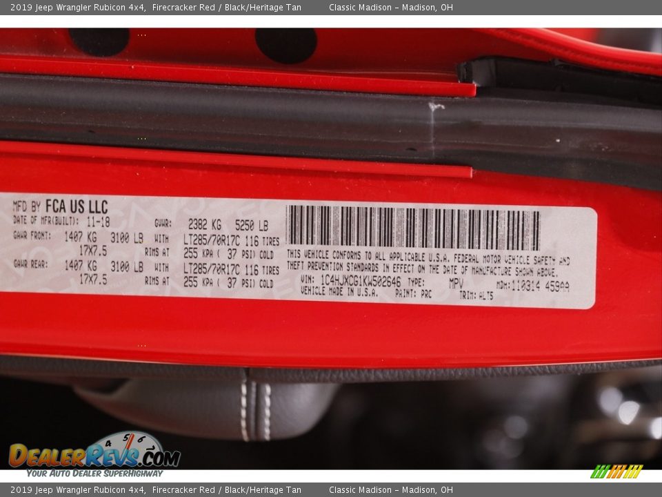 2019 Jeep Wrangler Rubicon 4x4 Firecracker Red / Black/Heritage Tan Photo #21