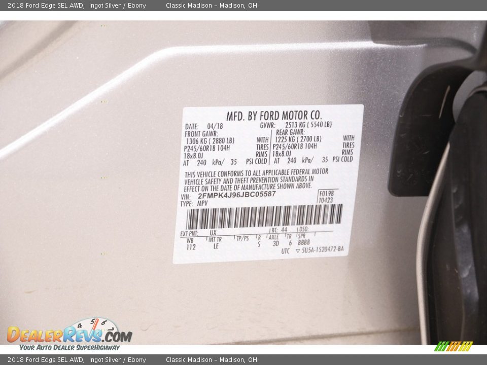 2018 Ford Edge SEL AWD Ingot Silver / Ebony Photo #19