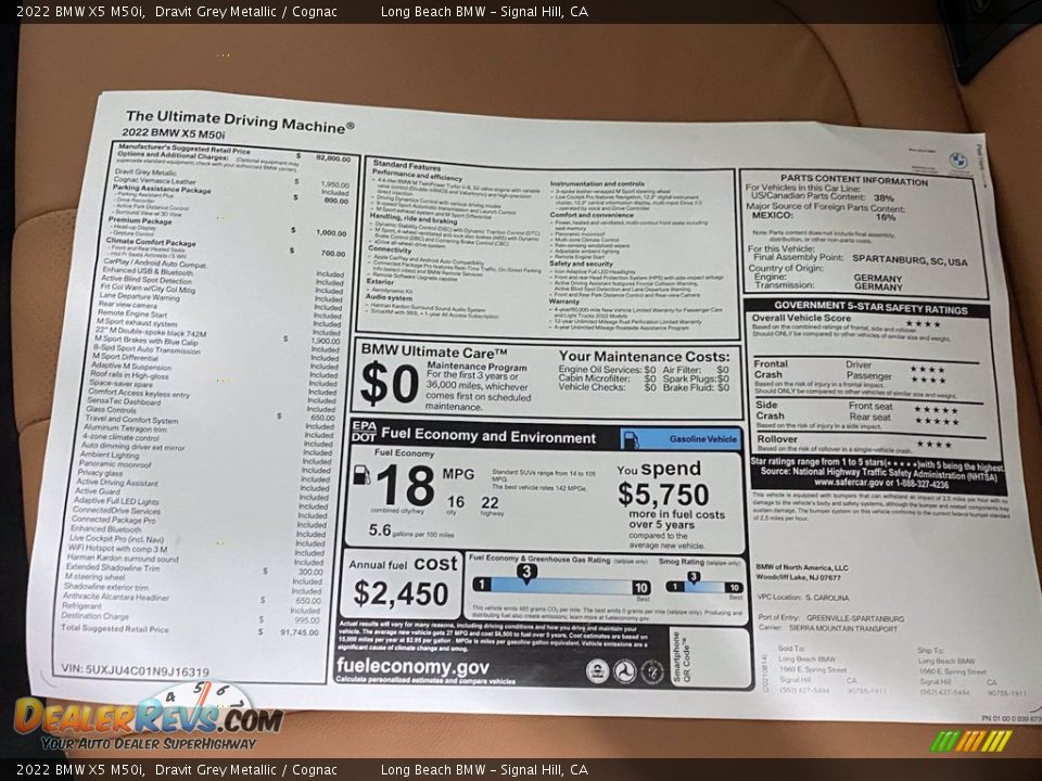 2022 BMW X5 M50i Window Sticker Photo #26