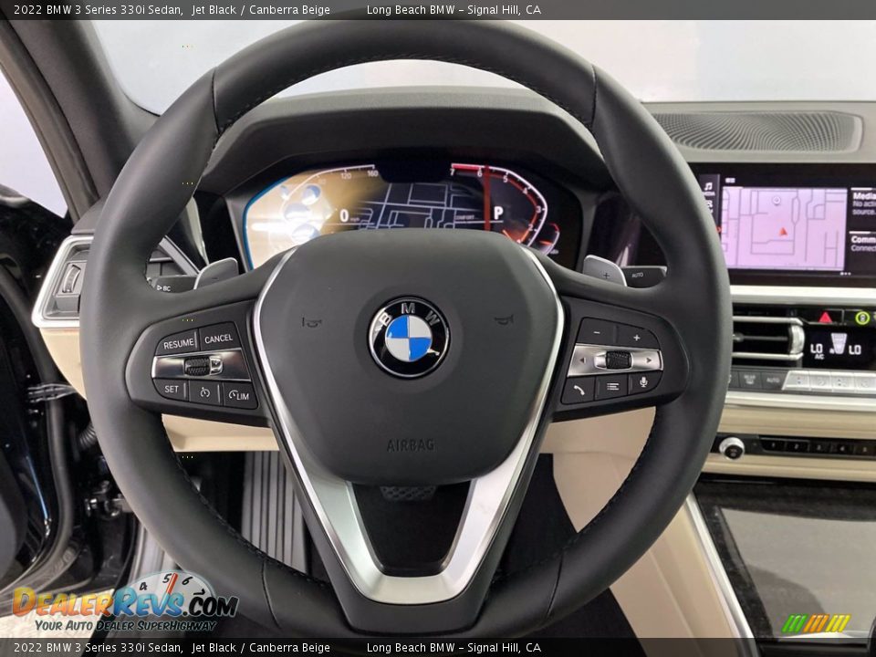 2022 BMW 3 Series 330i Sedan Jet Black / Canberra Beige Photo #14