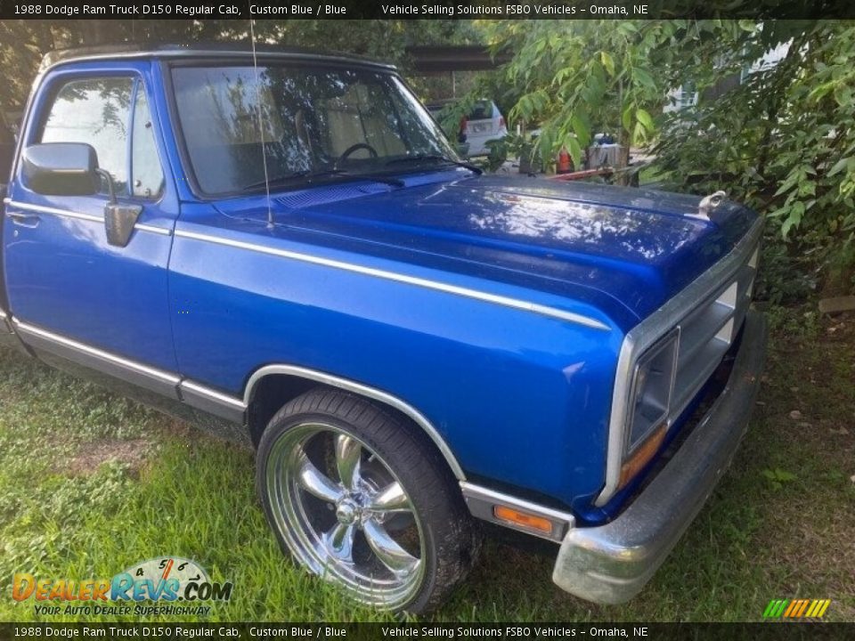 1988 Dodge Ram Truck D150 Regular Cab Custom Blue / Blue Photo #3