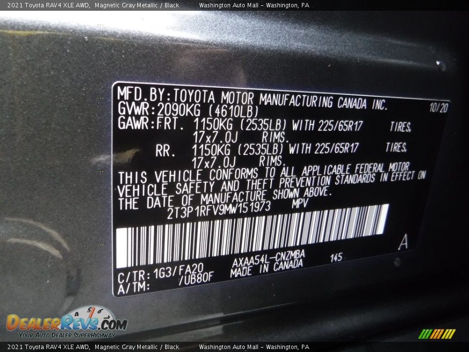 2021 Toyota RAV4 XLE AWD Magnetic Gray Metallic / Black Photo #33