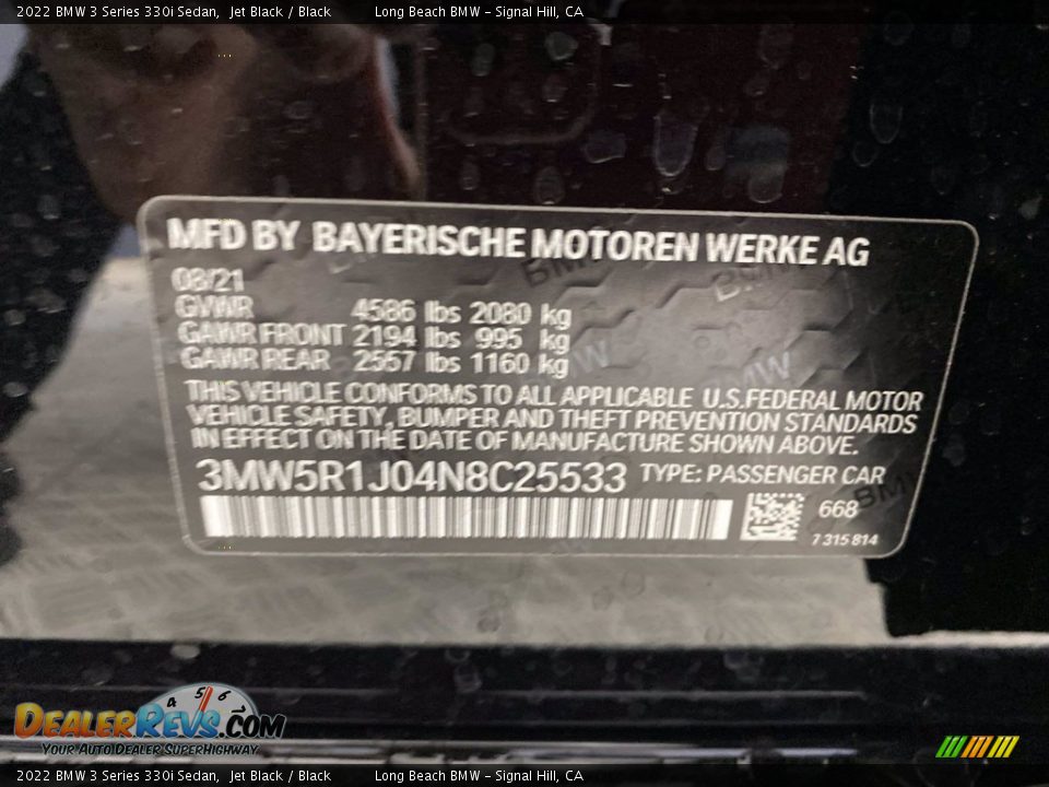 2022 BMW 3 Series 330i Sedan Jet Black / Black Photo #26