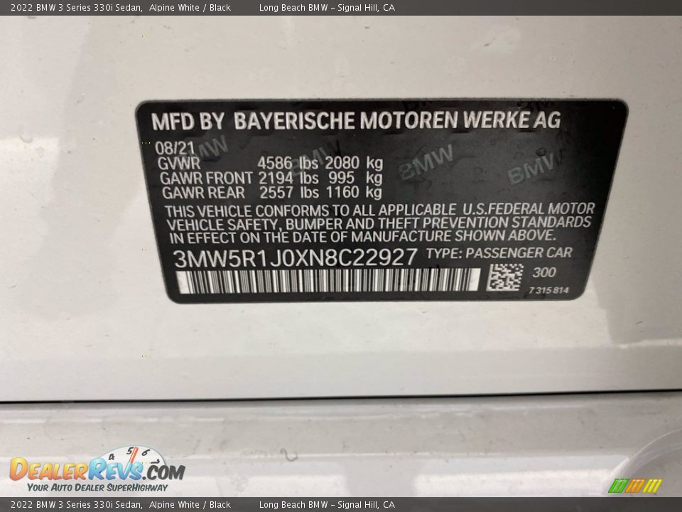 2022 BMW 3 Series 330i Sedan Alpine White / Black Photo #26