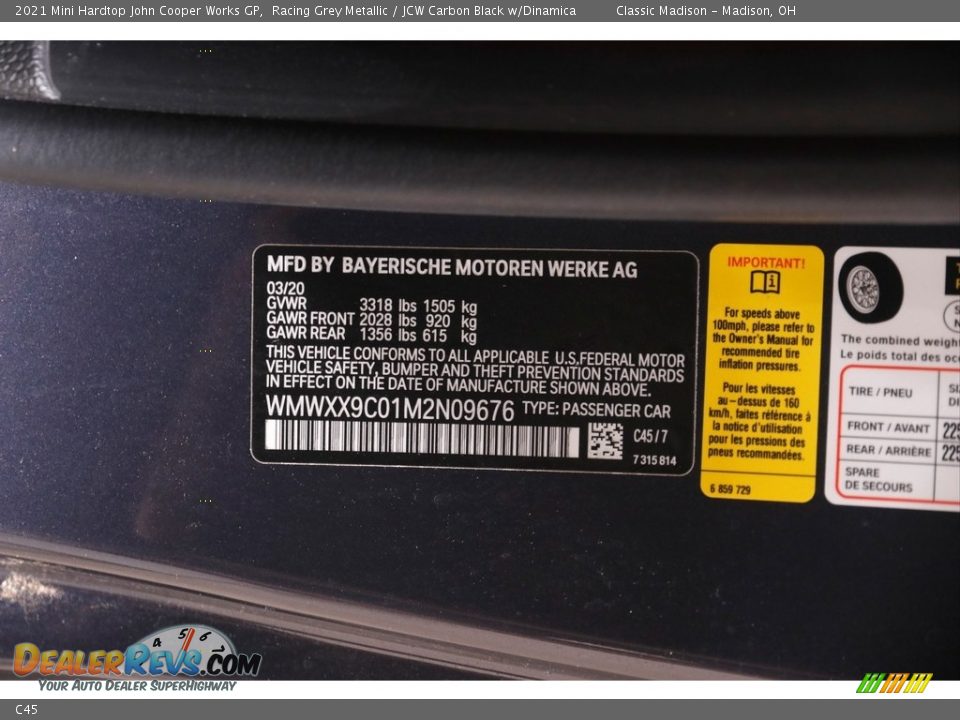 Mini Color Code C45 Racing Grey Metallic