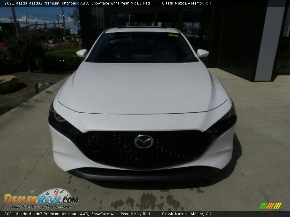 2021 Mazda Mazda3 Premium Hatchback AWD Snowflake White Pearl Mica / Red Photo #2