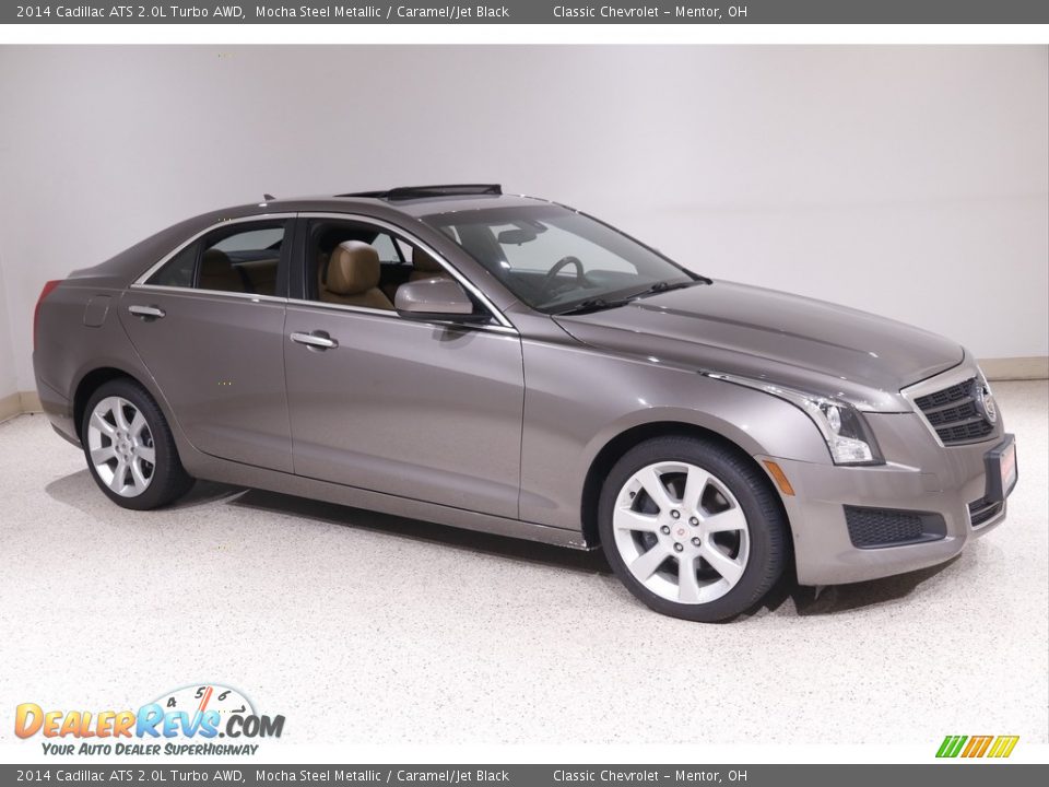 2014 Cadillac ATS 2.0L Turbo AWD Mocha Steel Metallic / Caramel/Jet Black Photo #1