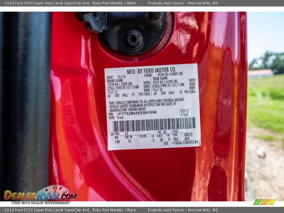 2014 Ford F250 Super Duty Lariat SuperCab 4x4 Ruby Red Metallic / Black Photo #36