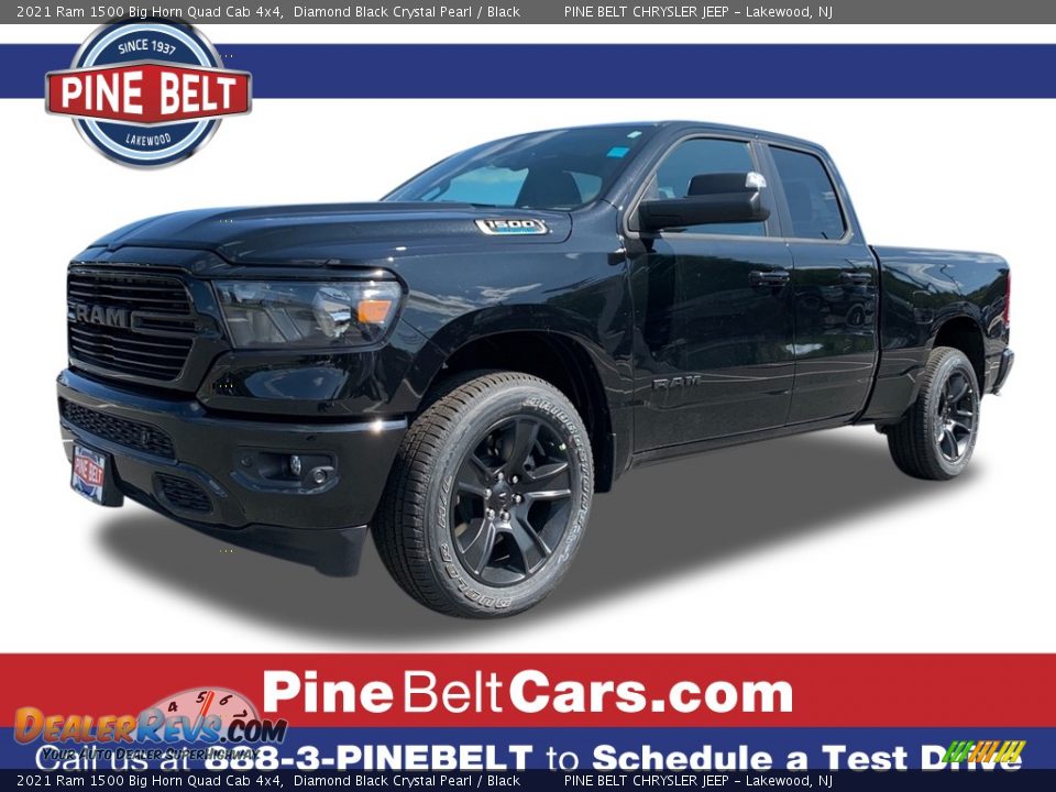 2021 Ram 1500 Big Horn Quad Cab 4x4 Diamond Black Crystal Pearl / Black Photo #1