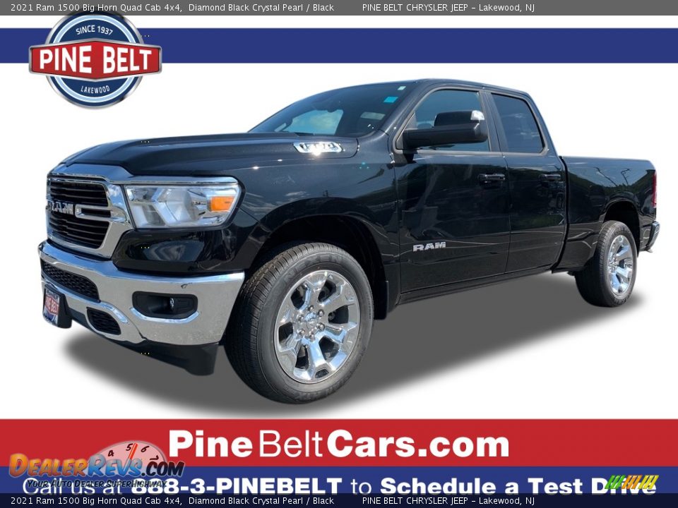 2021 Ram 1500 Big Horn Quad Cab 4x4 Diamond Black Crystal Pearl / Black Photo #1