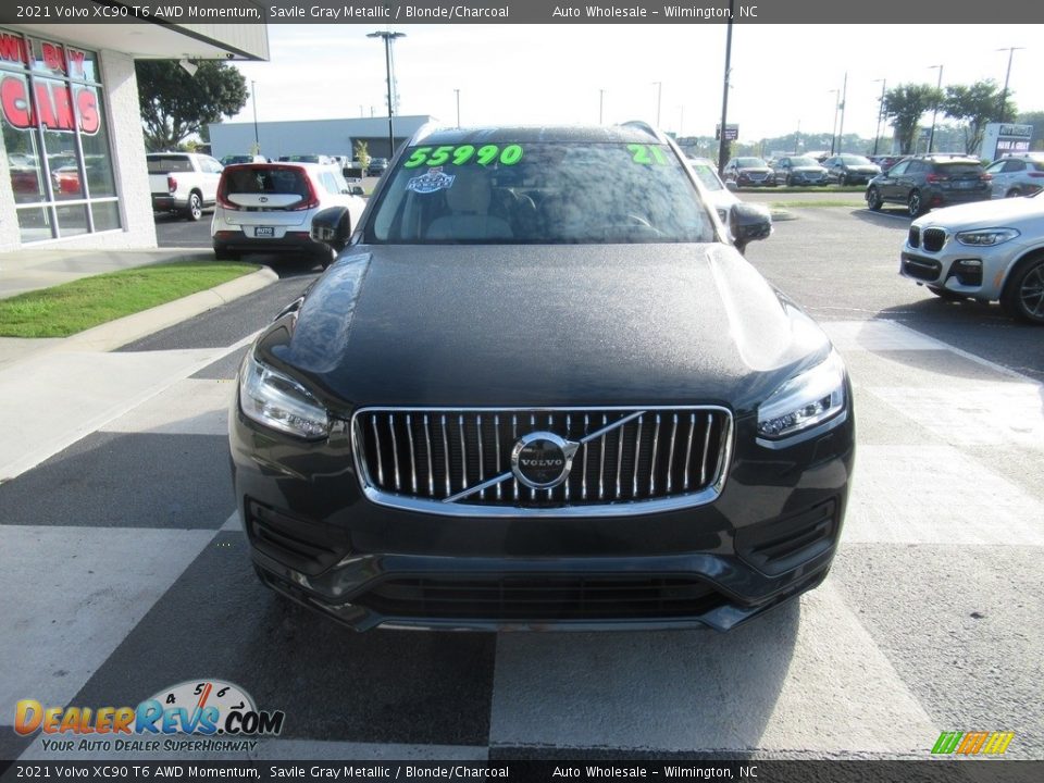 2021 Volvo XC90 T6 AWD Momentum Savile Gray Metallic / Blonde/Charcoal Photo #2