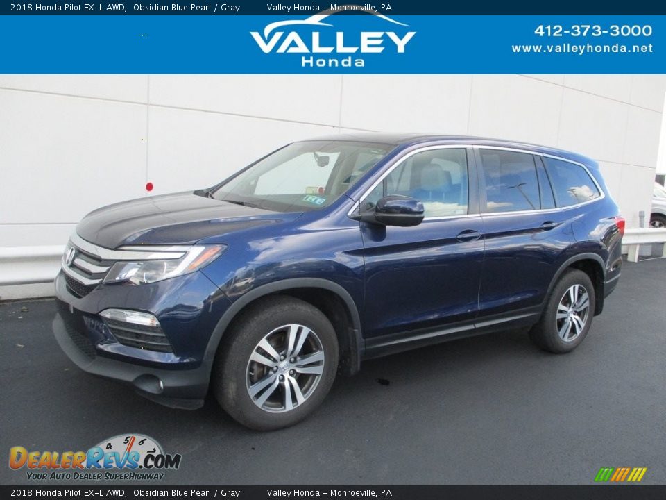 2018 Honda Pilot EX-L AWD Obsidian Blue Pearl / Gray Photo #1