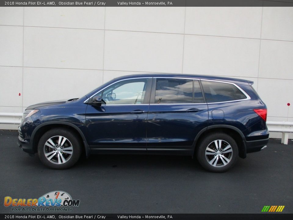 2018 Honda Pilot EX-L AWD Obsidian Blue Pearl / Gray Photo #2