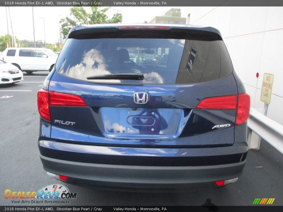 2018 Honda Pilot EX-L AWD Obsidian Blue Pearl / Gray Photo #4