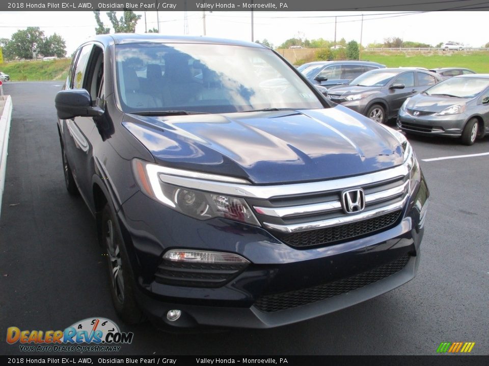 2018 Honda Pilot EX-L AWD Obsidian Blue Pearl / Gray Photo #7