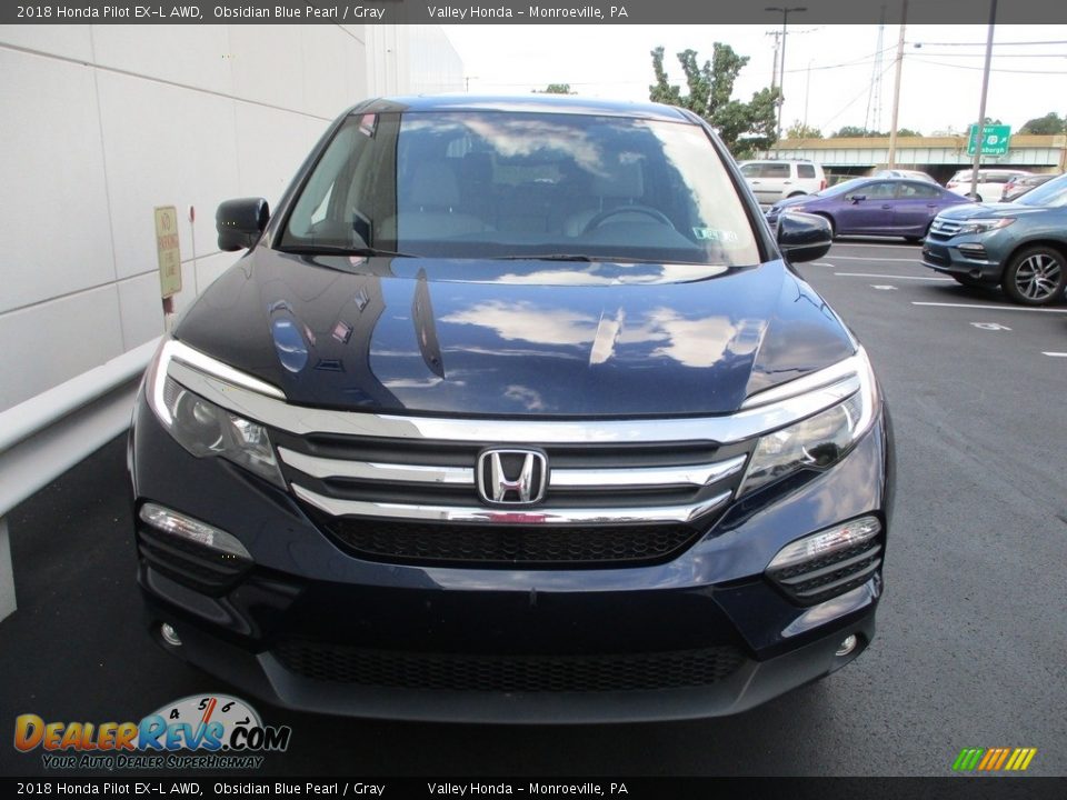 2018 Honda Pilot EX-L AWD Obsidian Blue Pearl / Gray Photo #8