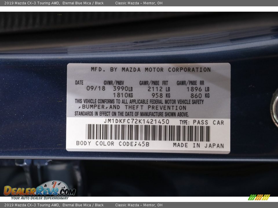 2019 Mazda CX-3 Touring AWD Eternal Blue Mica / Black Photo #18
