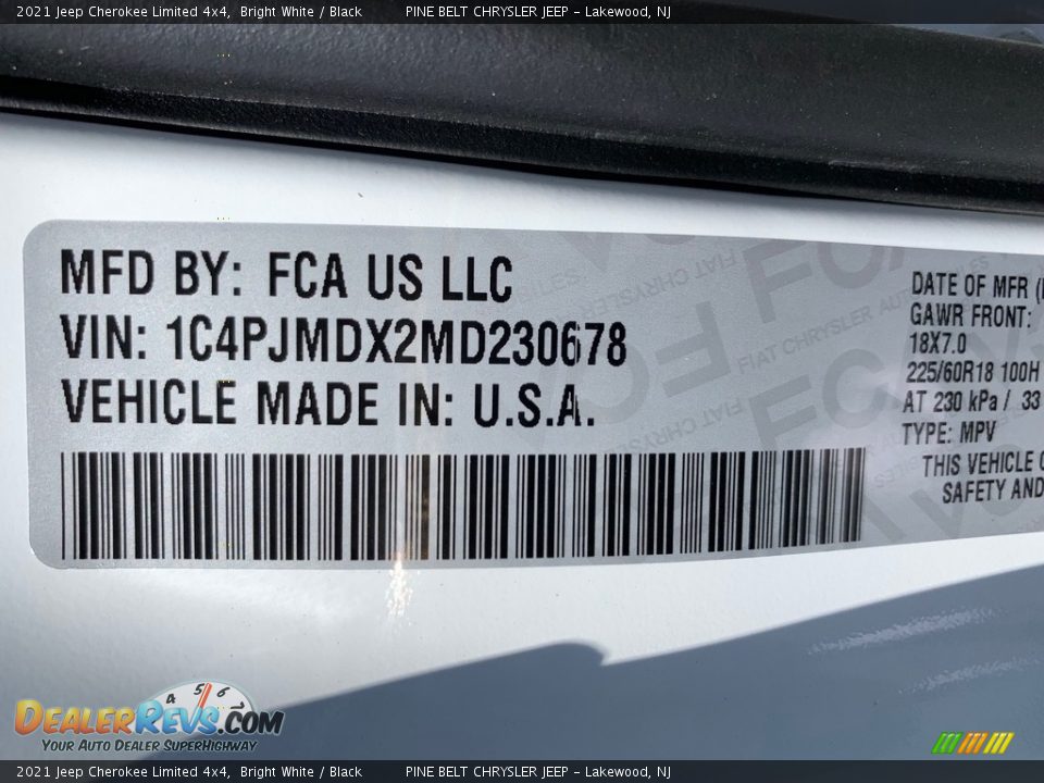 2021 Jeep Cherokee Limited 4x4 Bright White / Black Photo #14