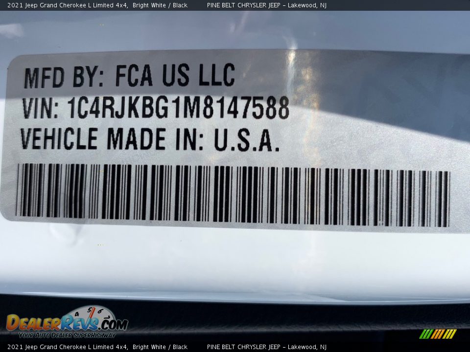 2021 Jeep Grand Cherokee L Limited 4x4 Bright White / Black Photo #14